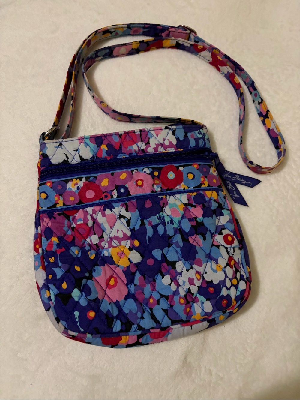 Vera Bradley Purple Floral Quilted Crossbody with Multicolor Accents
